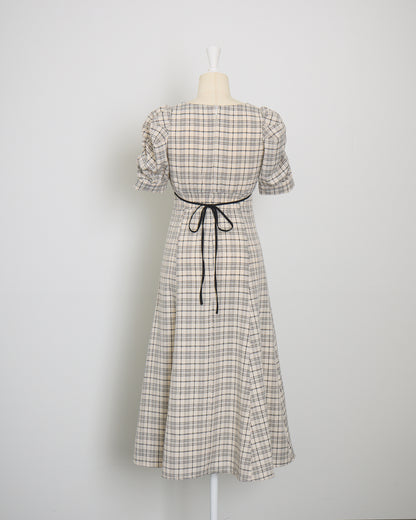 コットンフリルリボンロングワンピース