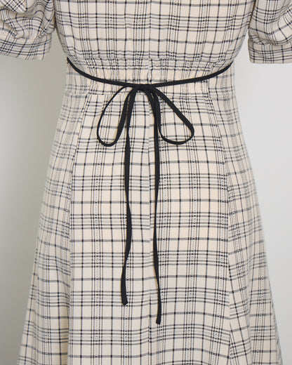 コットンフリルリボンロングワンピース