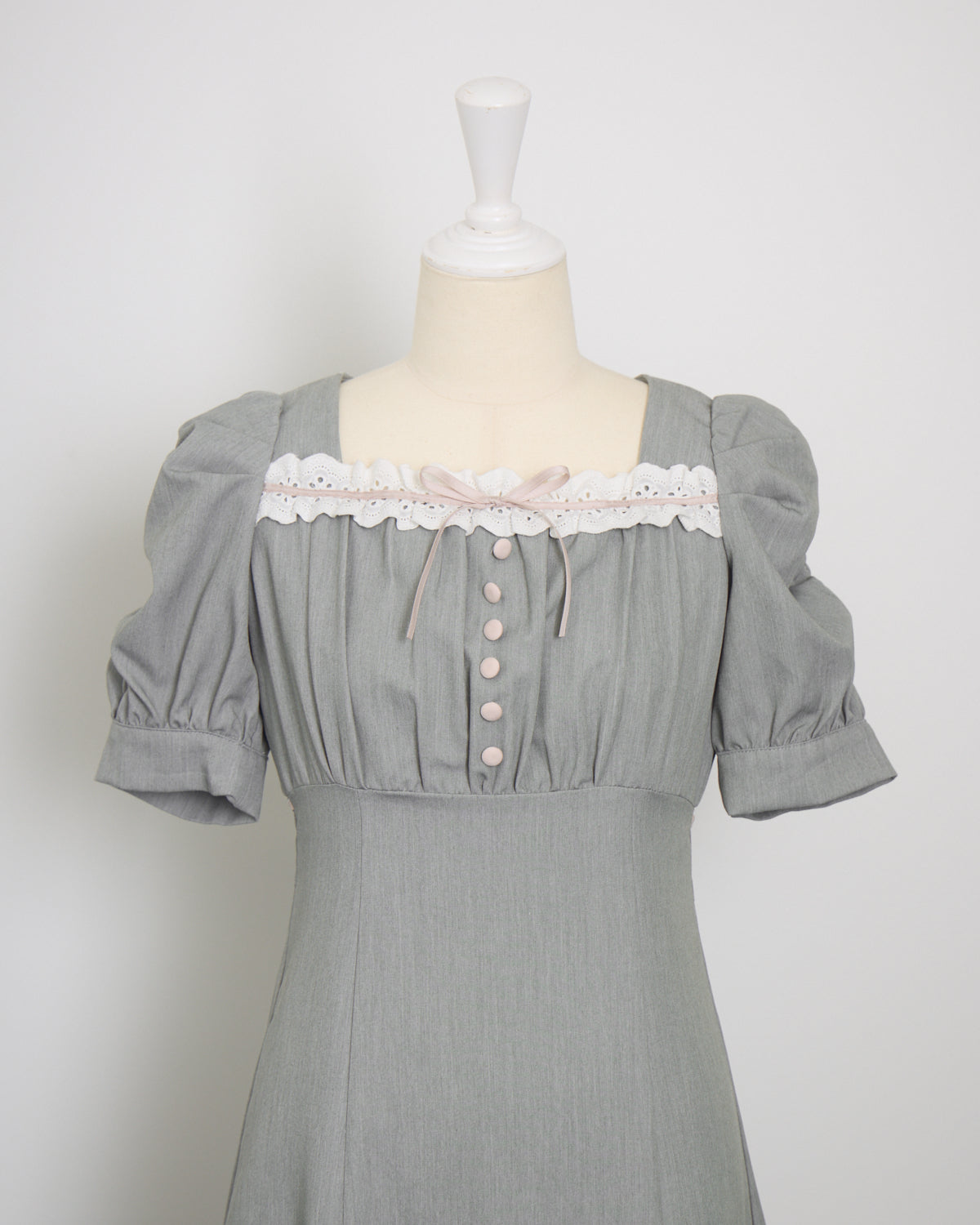 コットンフリルリボンロングワンピース