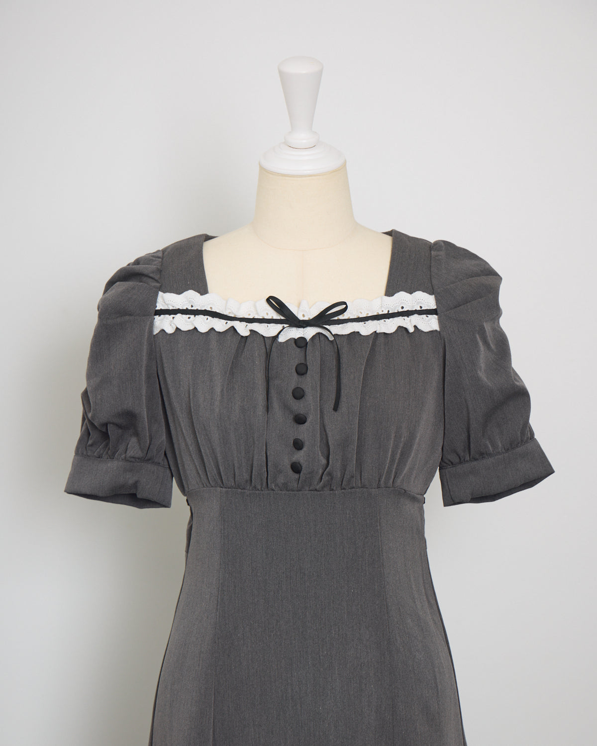 コットンフリルリボンロングワンピース