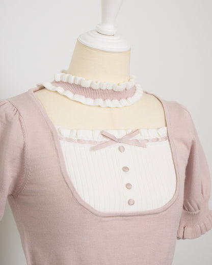 チョーカーフリルヨーク切替ニット