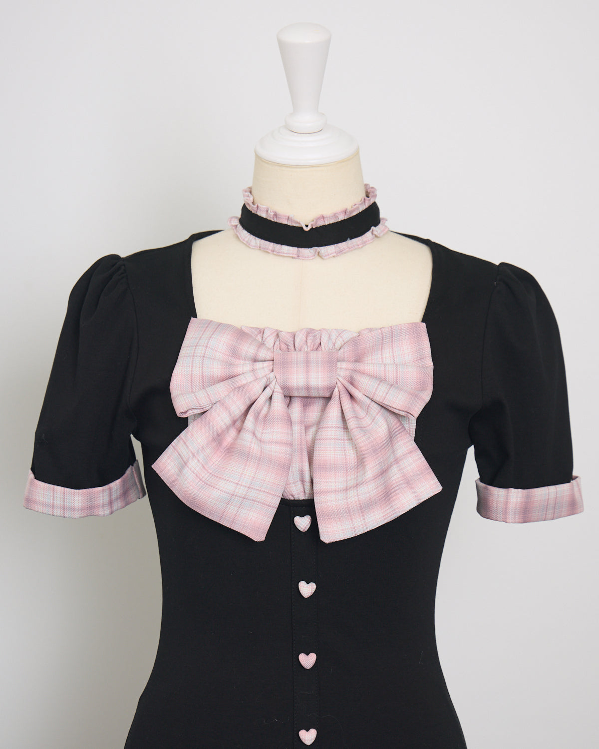 チョーカーリボンバイカラーカットワンピース