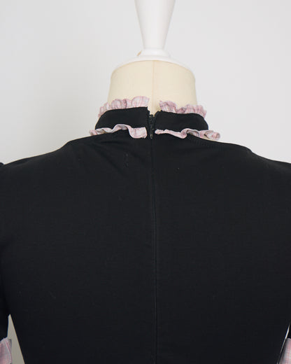 チョーカーリボンバイカラーカットワンピース