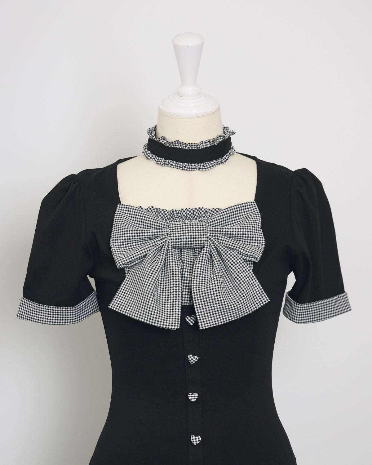 チョーカーリボンバイカラーカットワンピース