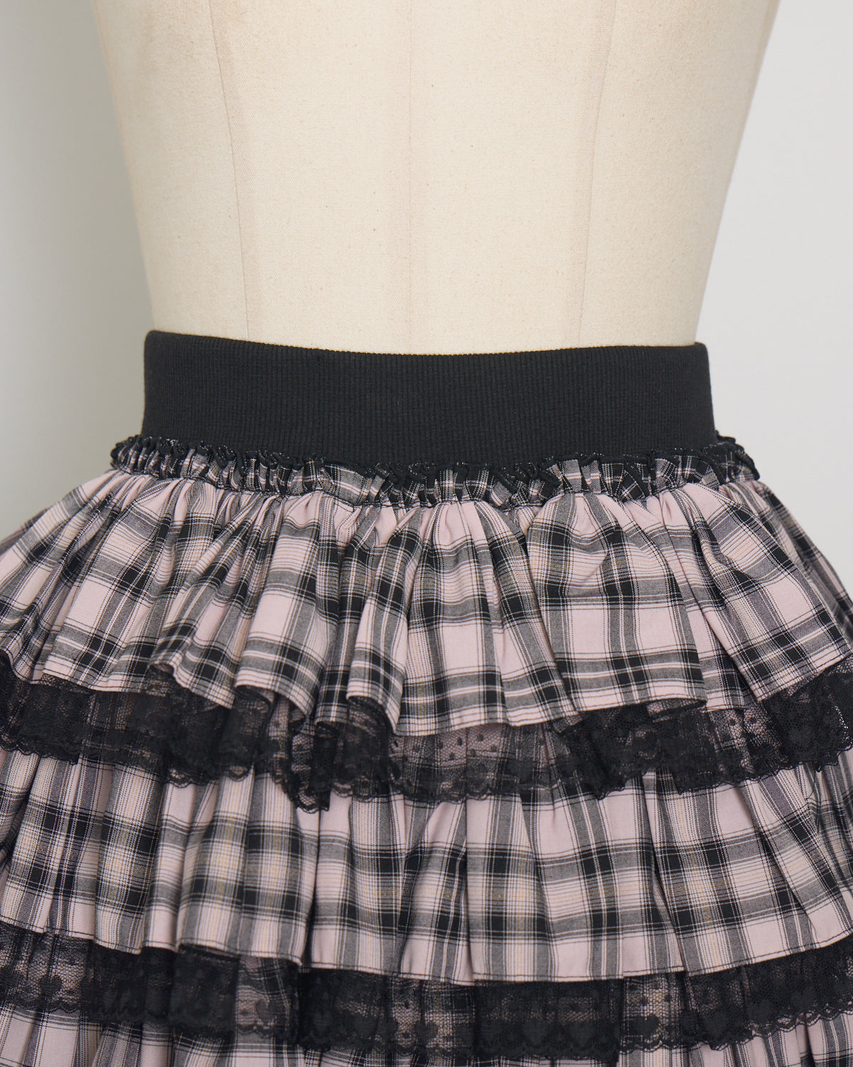 レース付きティアードミニスカート