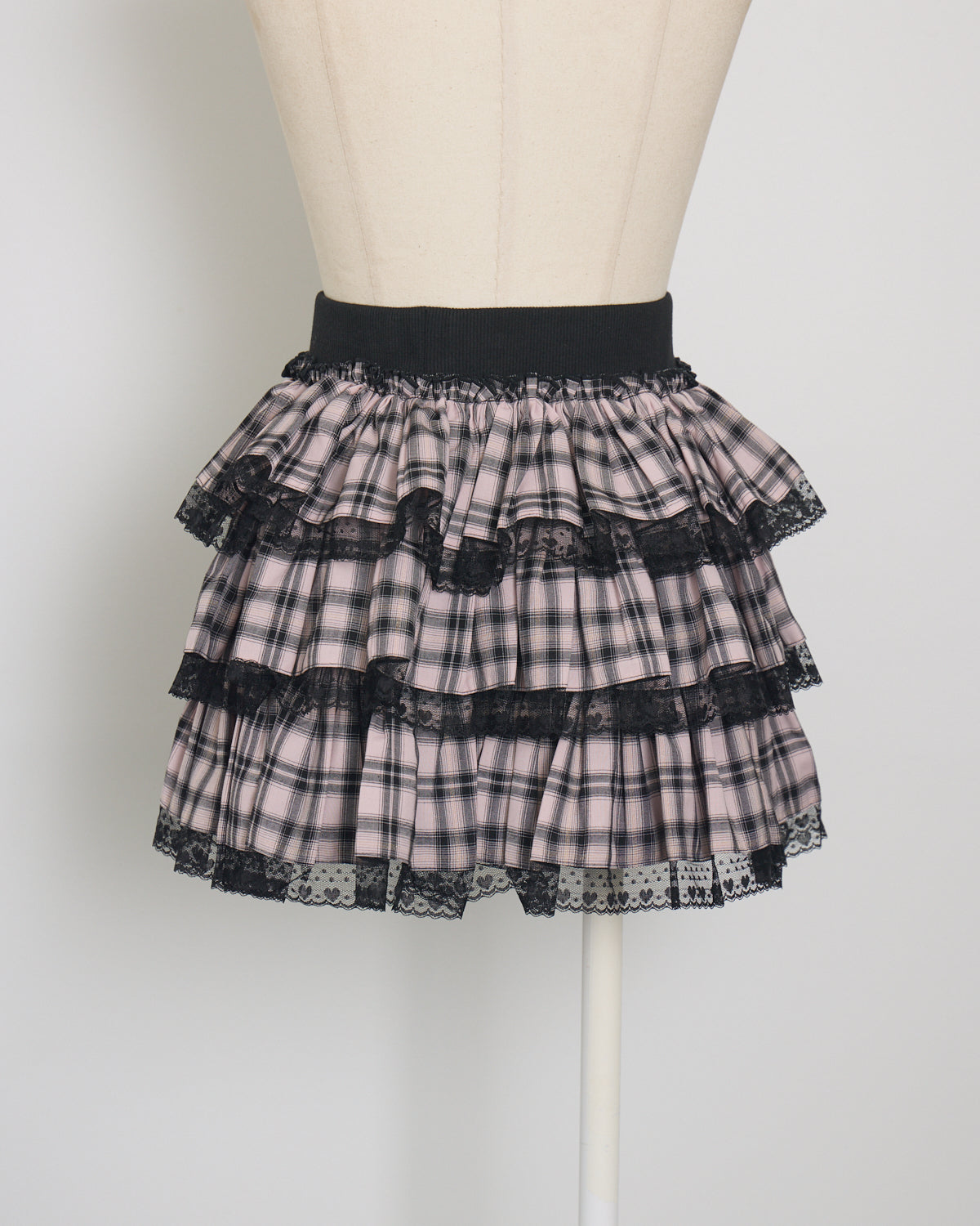 レース付きティアードミニスカート