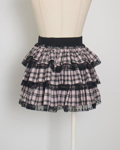 レース付きティアードミニスカート
