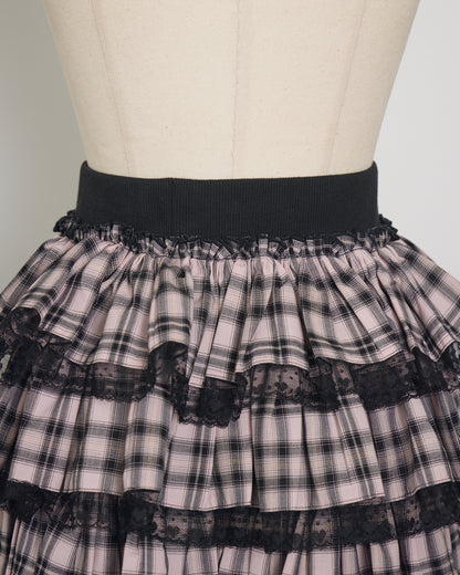 レース付きティアードミニスカート