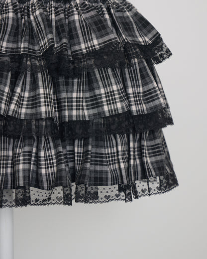 レース付きティアードミニスカート