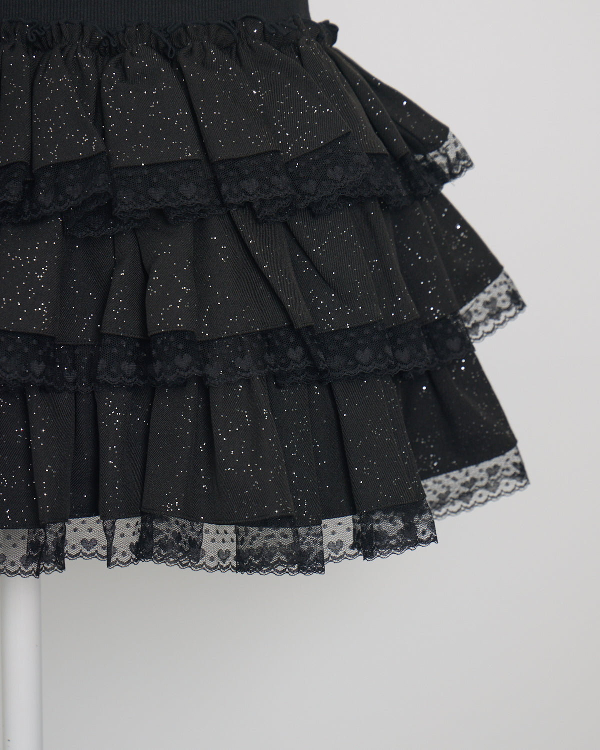 レース付きティアードミニスカート