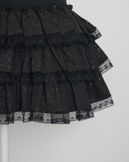 レース付きティアードミニスカート