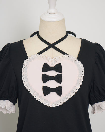 ハートリボンパフスリーブTシャツ