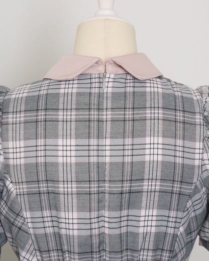 ネクタイ付きプリーツ半袖セットアップ