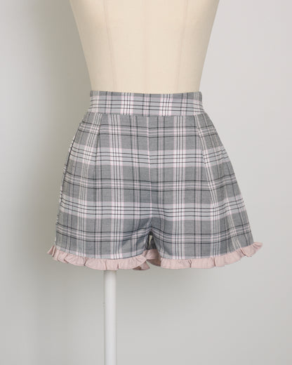 ネクタイ付きプリーツ半袖セットアップ