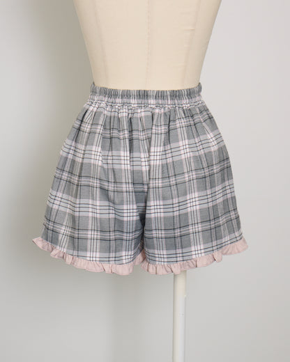 ネクタイ付きプリーツ半袖セットアップ