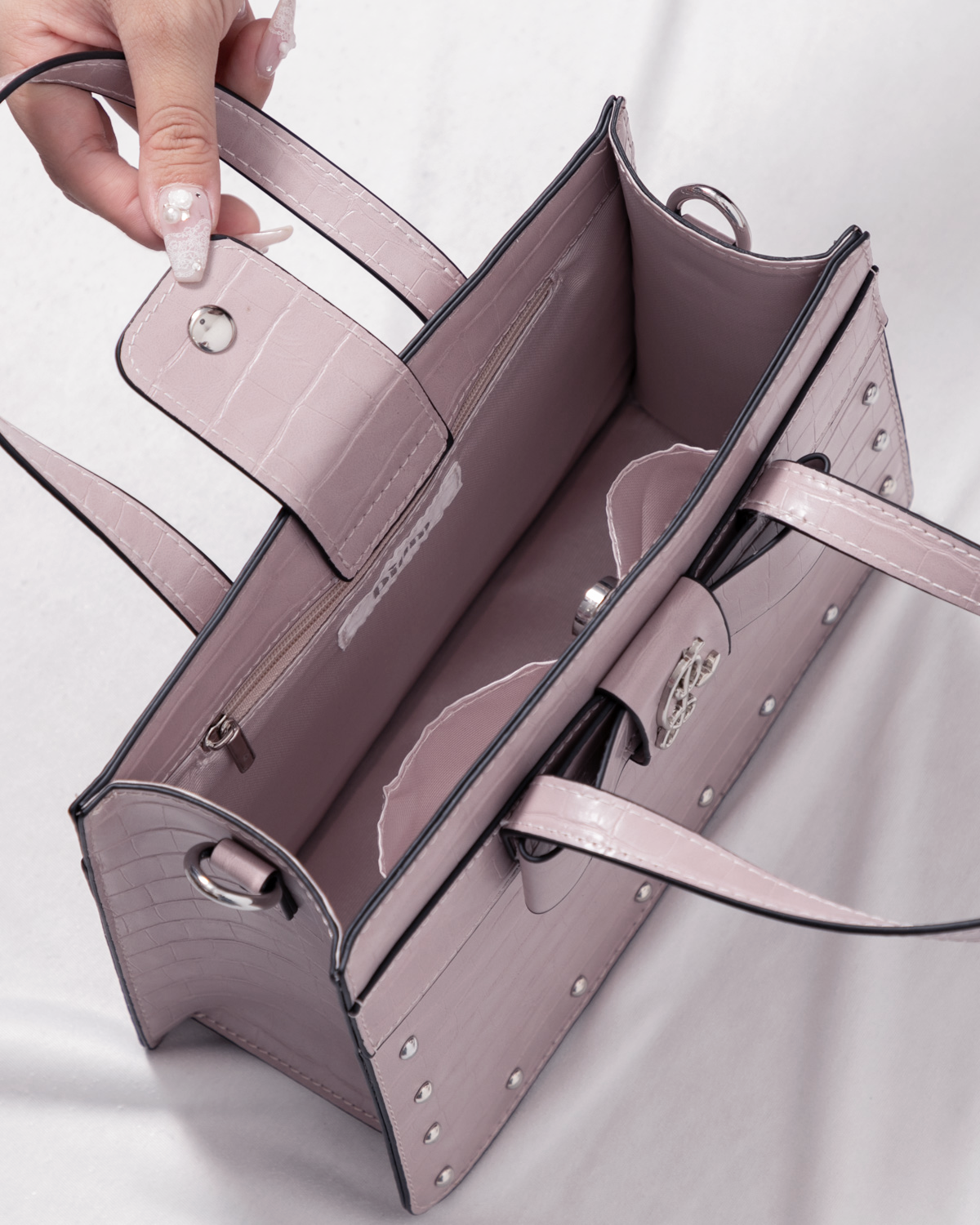 クロコ調スクエアミニトートバッグ