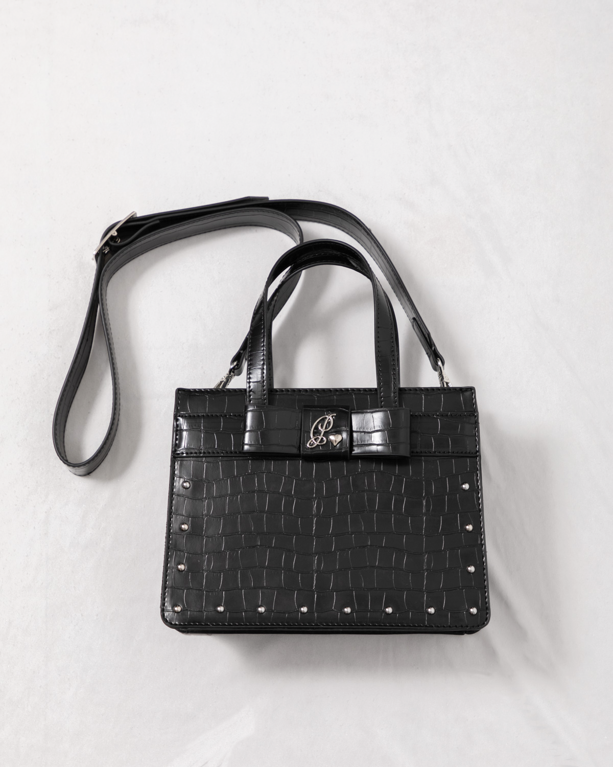 クロコ調スクエアミニトートバッグ