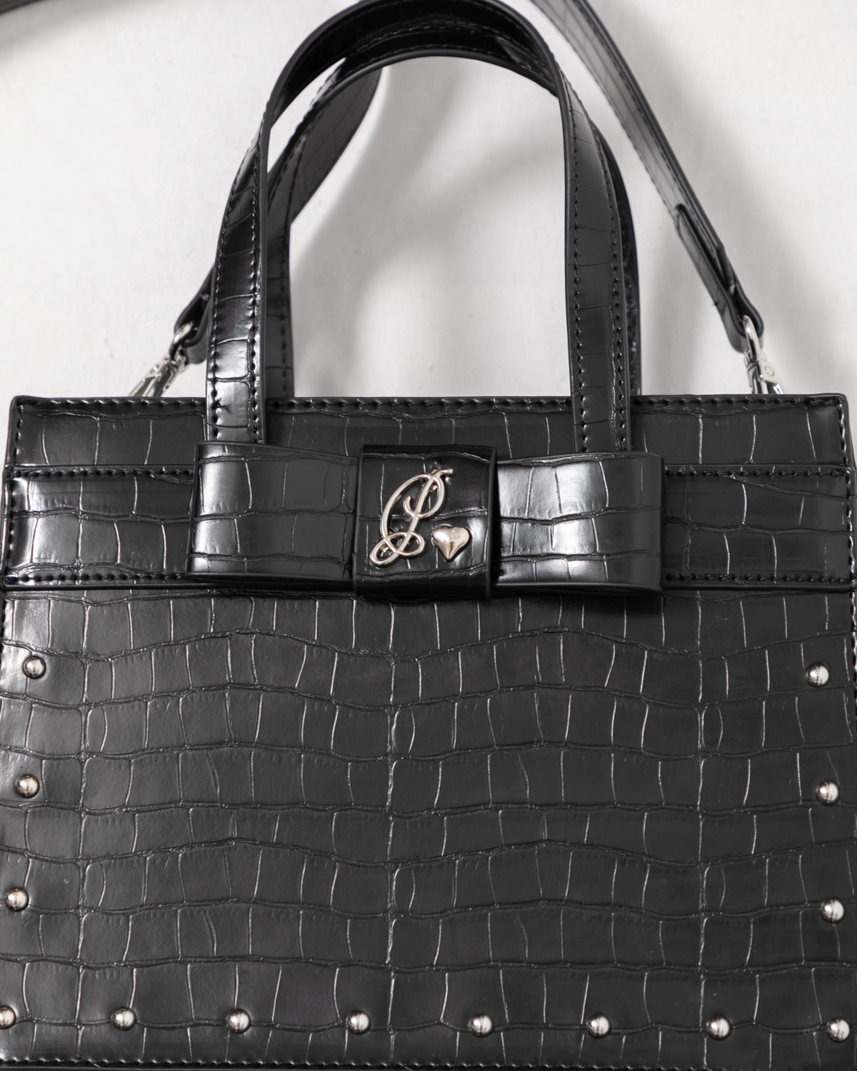 クロコ調スクエアミニトートバッグ