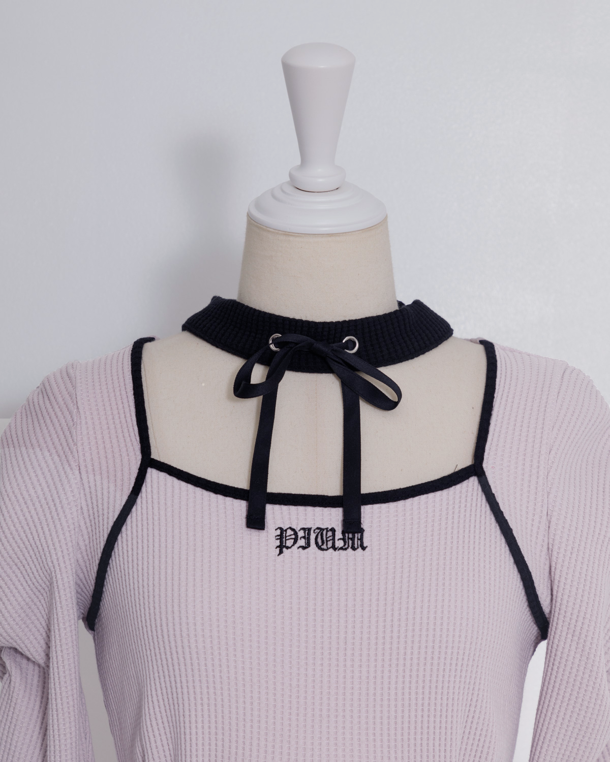 チョーカーワッフルカットワンピース