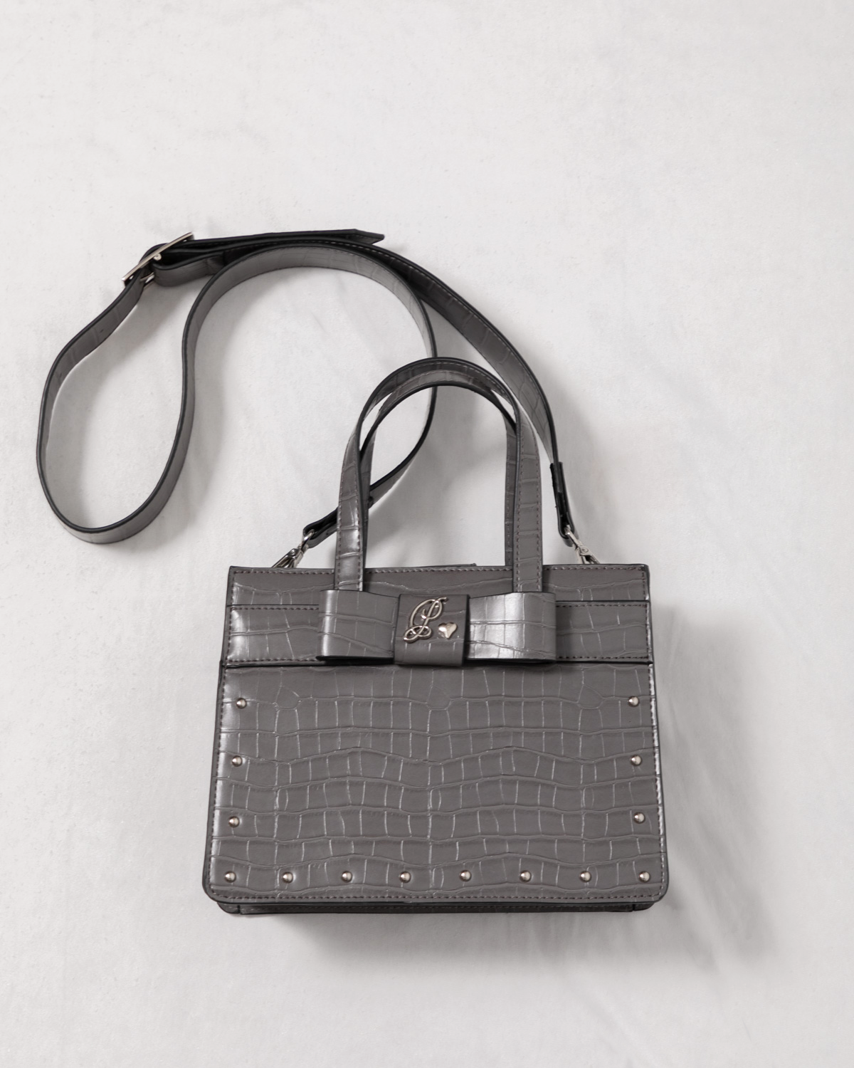 クロコ調スクエアミニトートバッグ