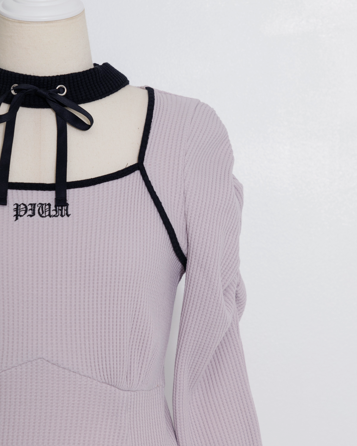 チョーカーワッフルカットワンピース