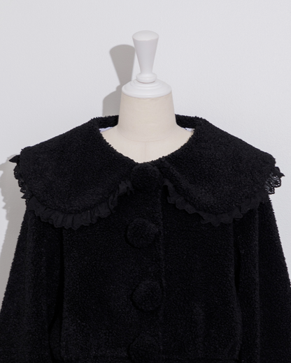 ❤︎pium フリルカラーショートボアコート ブラック❤︎ ❤︎pium フリルカラーショートボアコート ブラック❤︎
