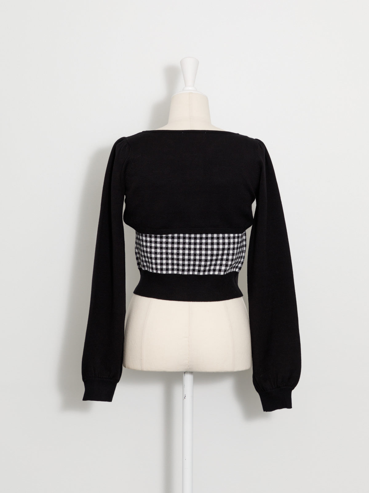 リボンニット×ギンガムキャミセット