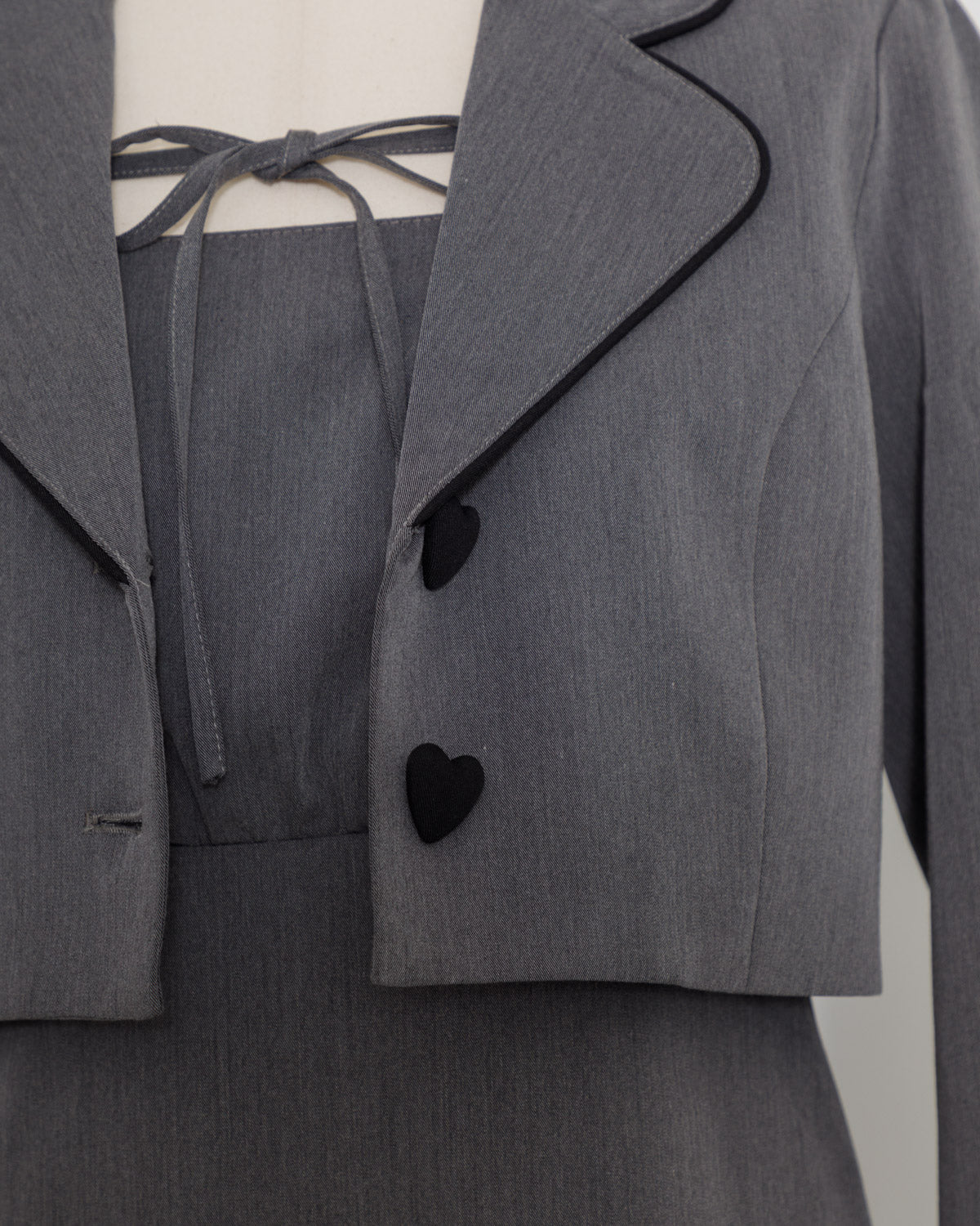 パイピングジャケット×キャミワンピセット