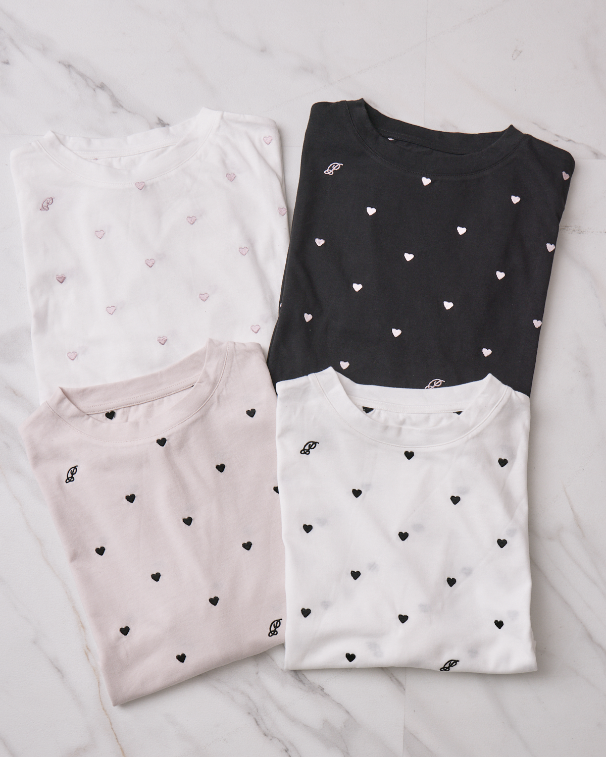 piumハートドット刺繍Tシャツ