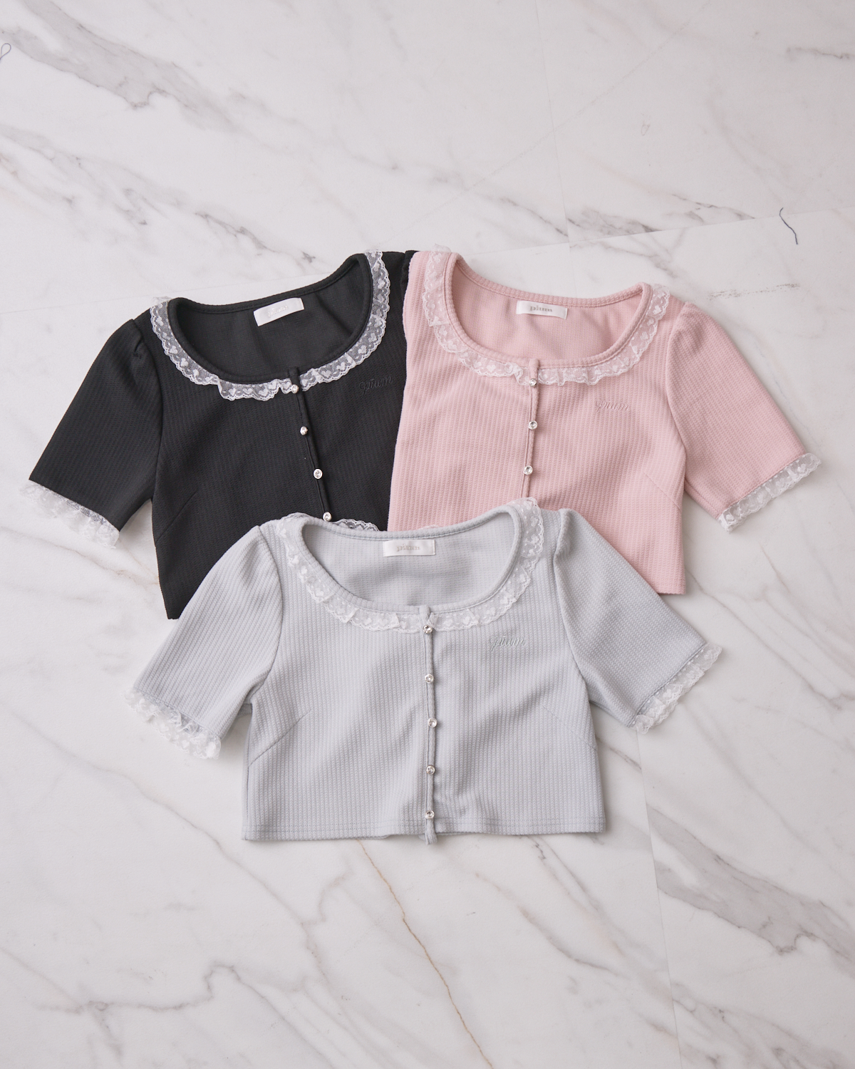 ウエストリボンハートレースカットソー