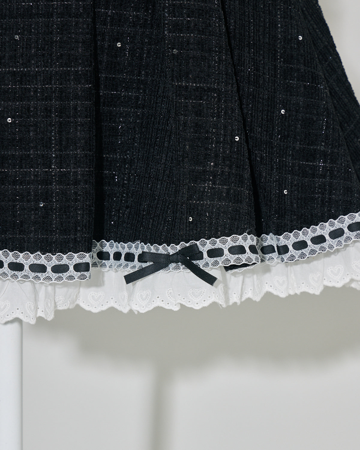 コットンフリルタックフレアツイードスカート