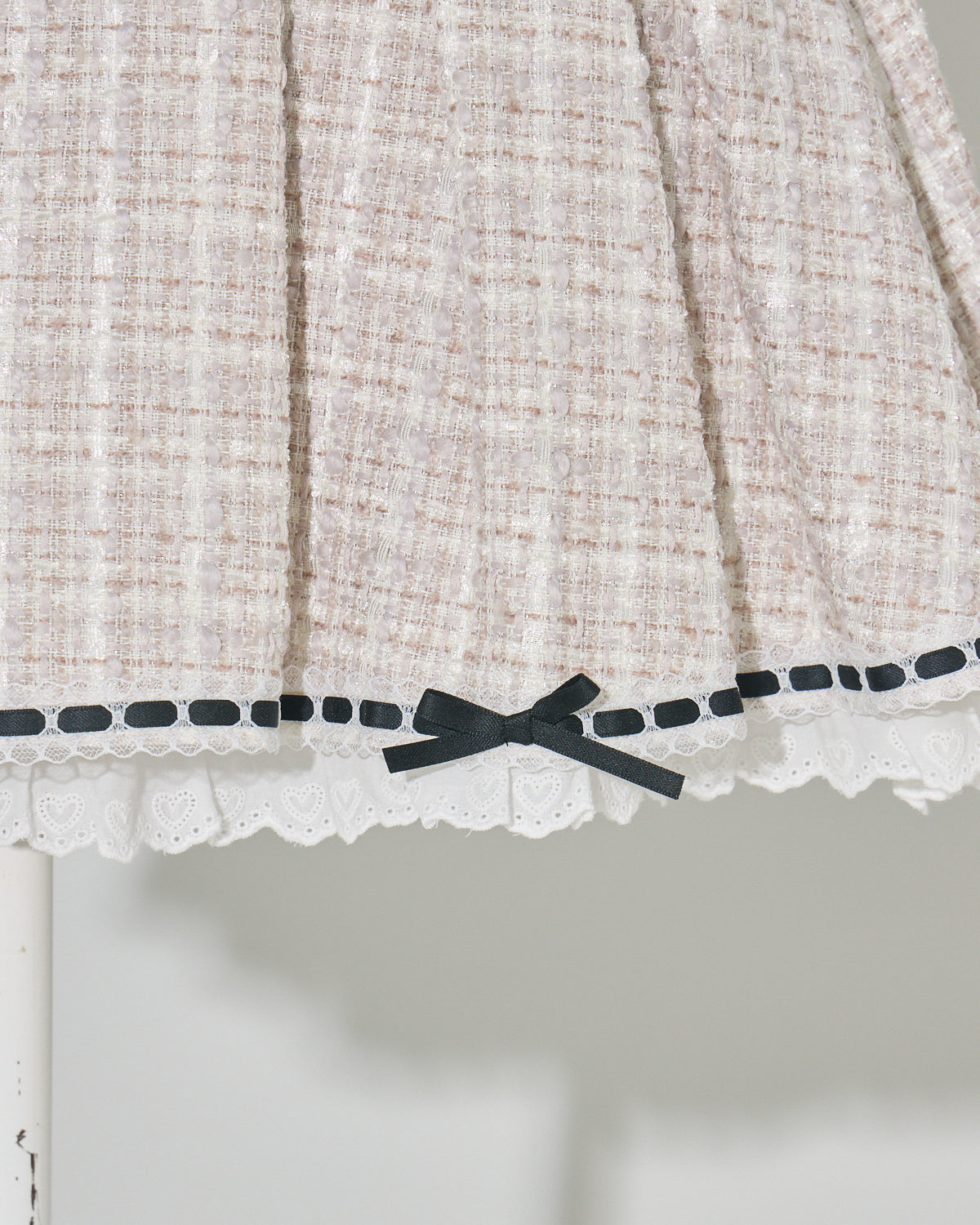 コットンフリルタックフレアツイードスカート