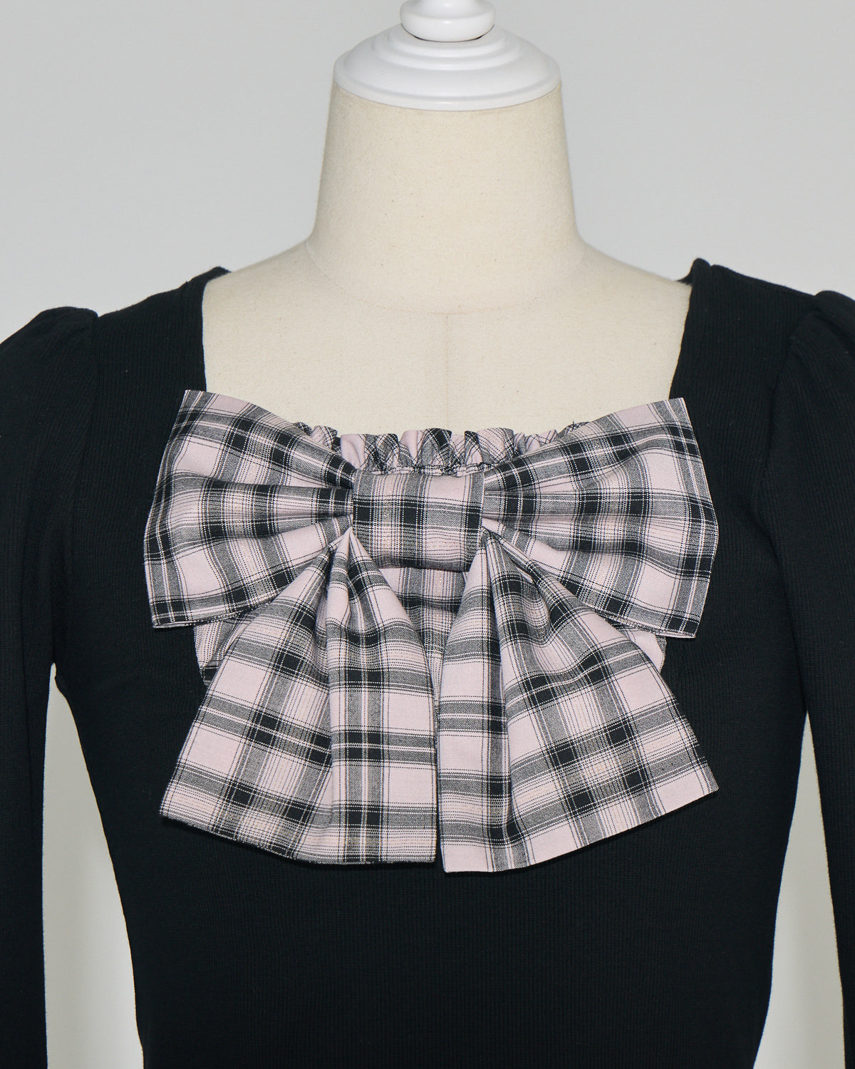 チェックリボンカットソー