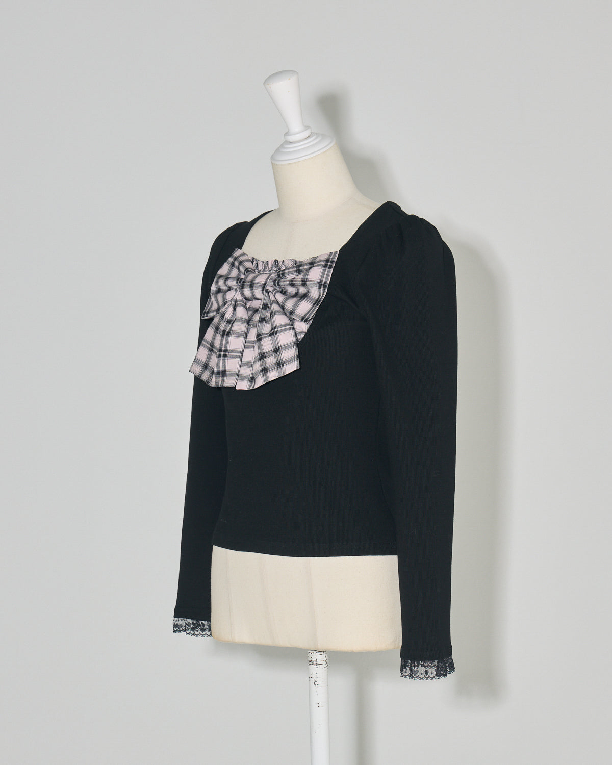 チェックリボンカットソー