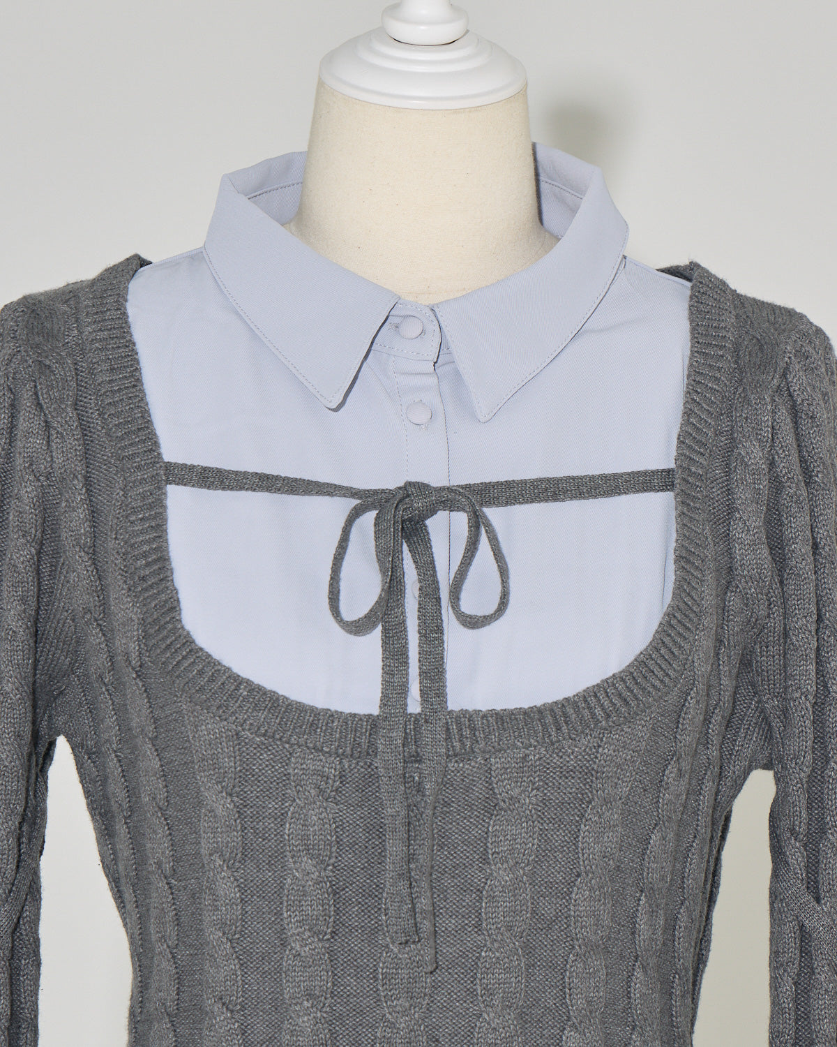 レイヤードケーブルニットワンピ