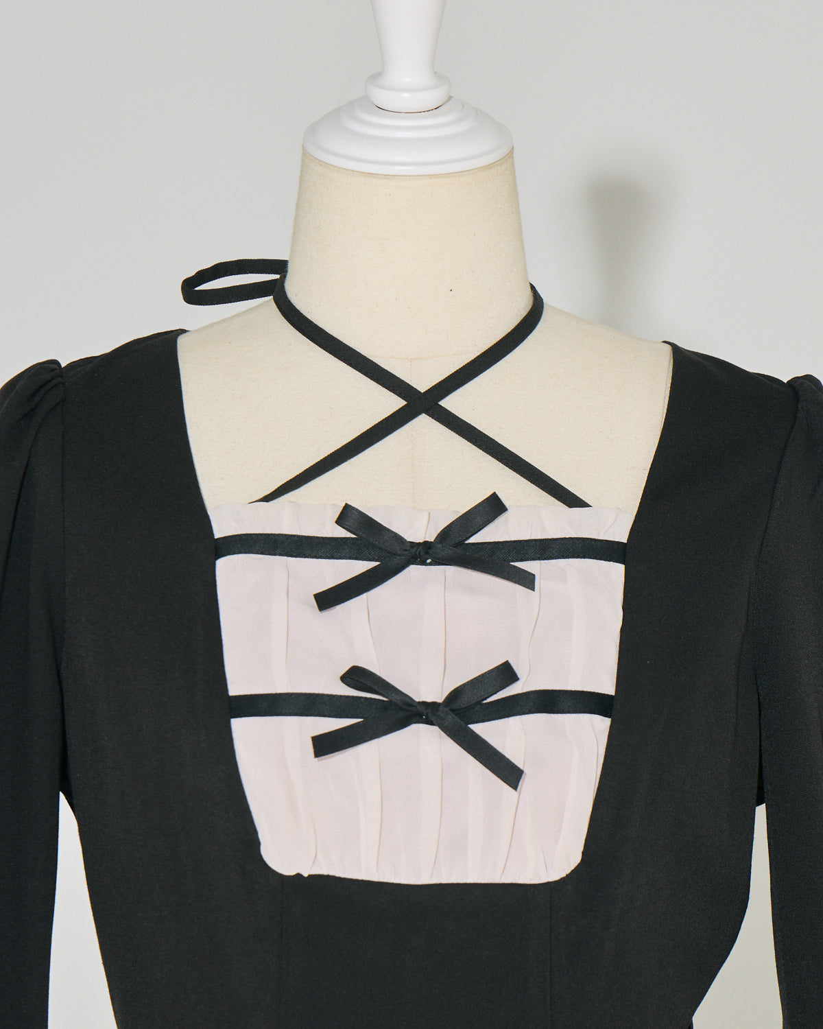 クロステープバイカラーティアードワンピース