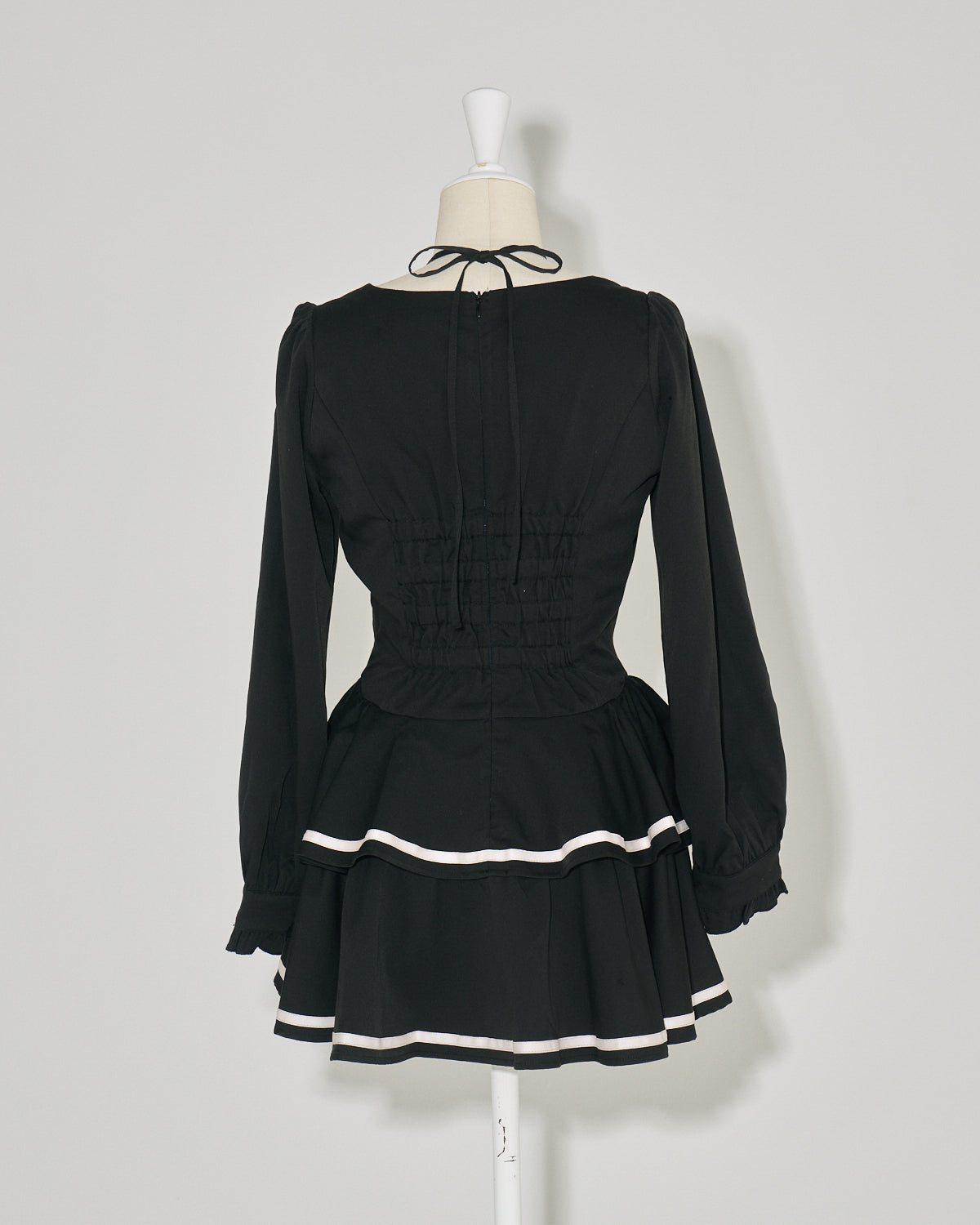 クロステープバイカラーティアードワンピース