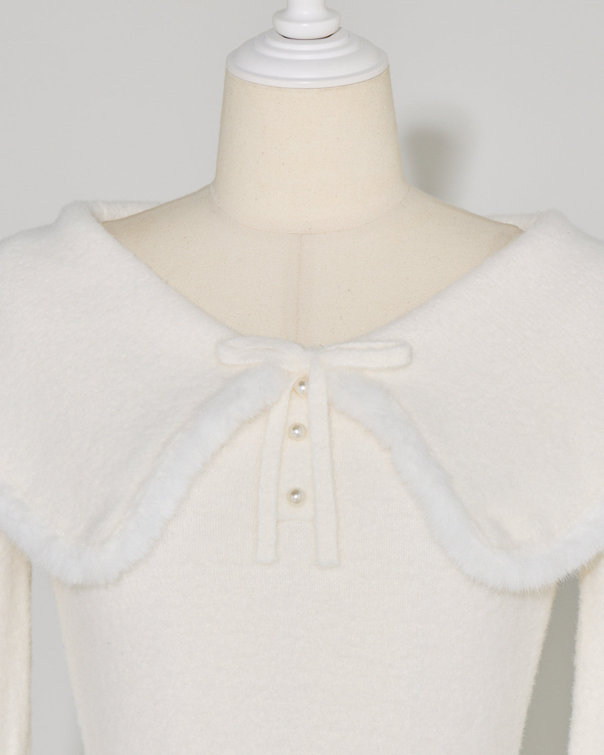 ファーカラーマシュマロニットワンピース