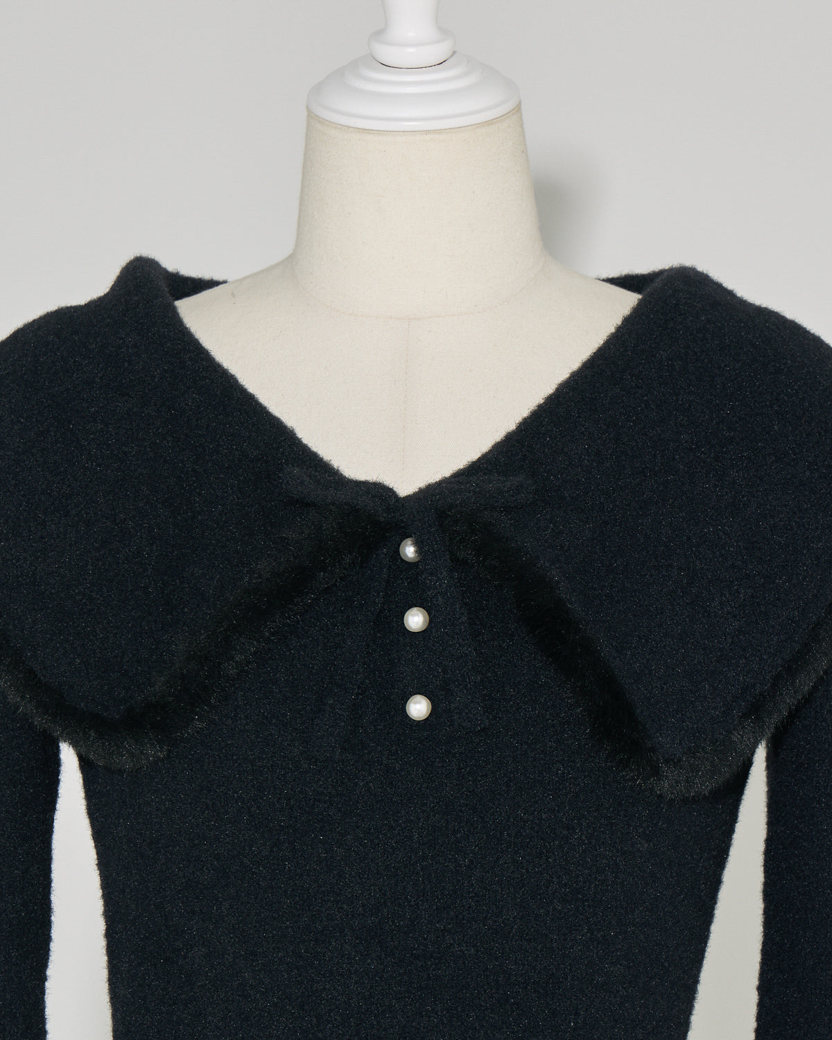 ファーカラーマシュマロニットワンピース