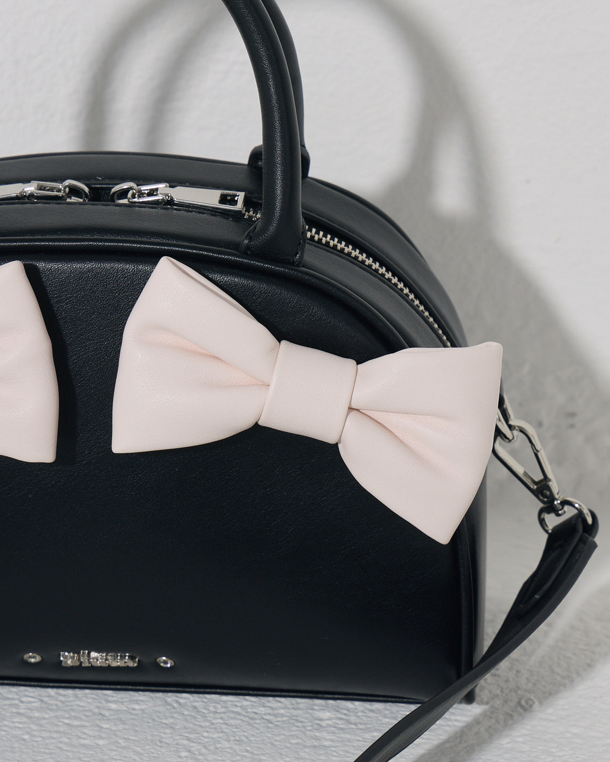 ハートポーチ付きリボンボストンバッグ