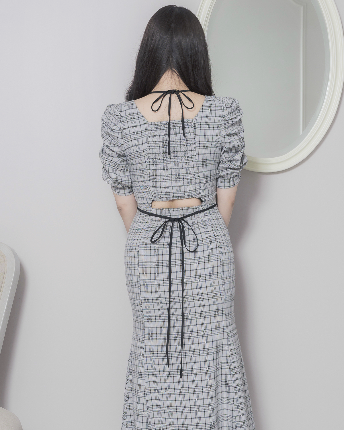 モデル身長:157cm/着用カラー:グレーチェック