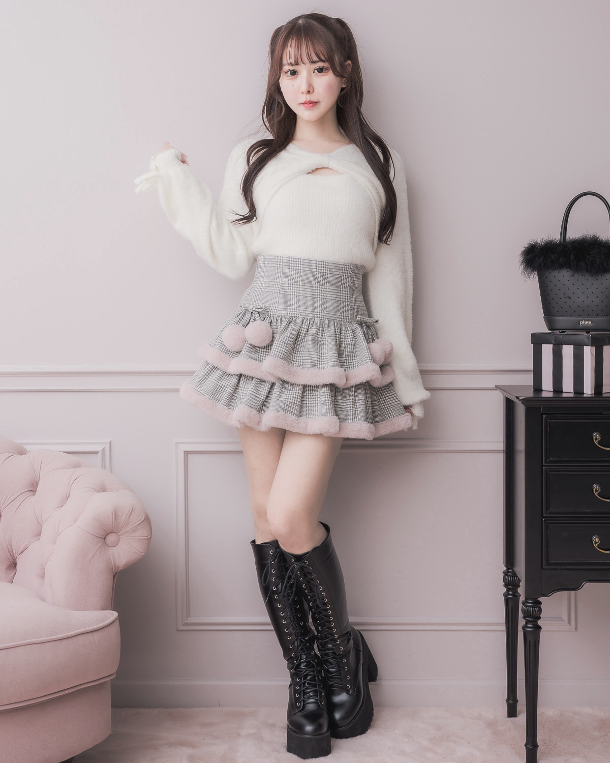 モデル身長：157cm/着用カラー：ホワイト