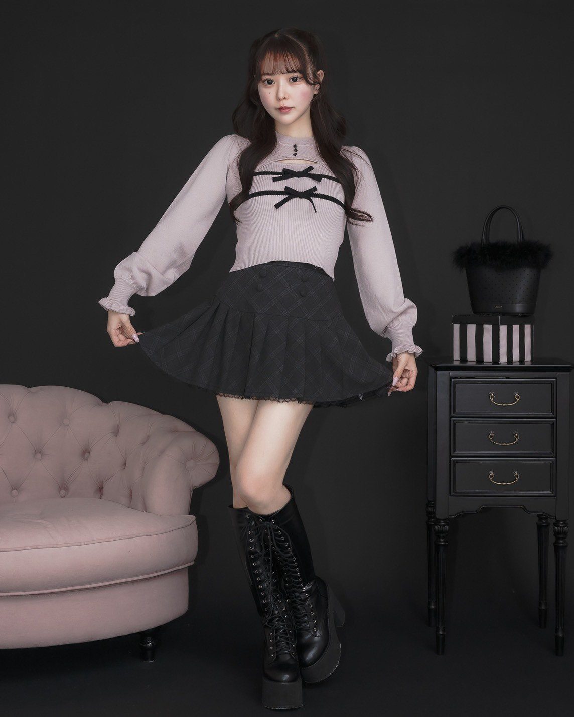 モデル身長:157cm/着用カラー:ピンク