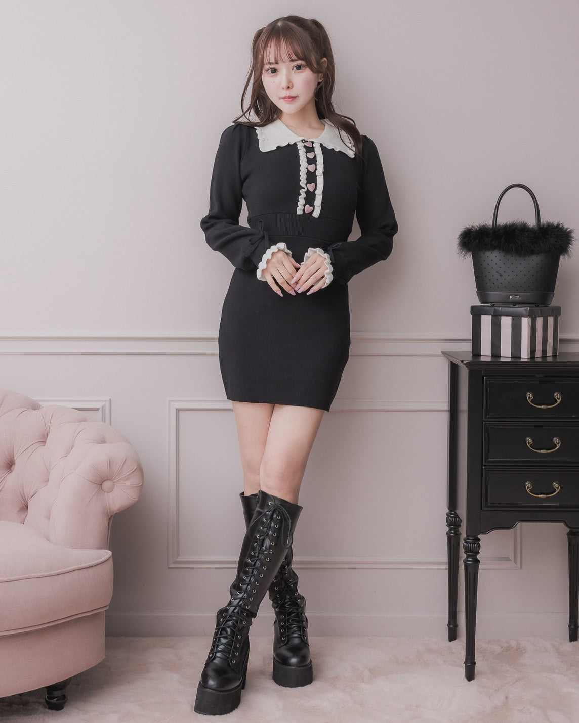 モデル身長:157cm/着用カラー:ブラック