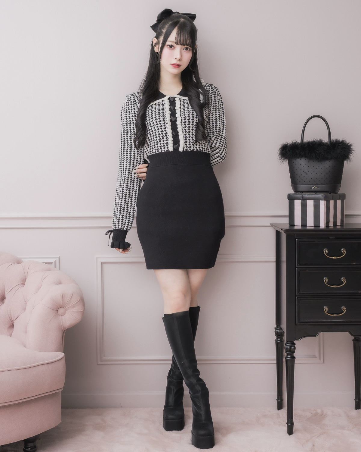 モデル身長：155cm/着用カラー：ブラックミックス