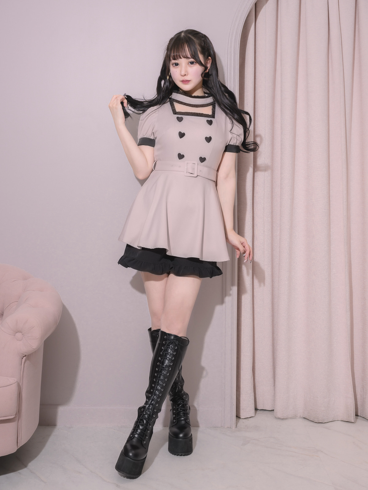 モデル身長:157cm/着用カラー:ピンク