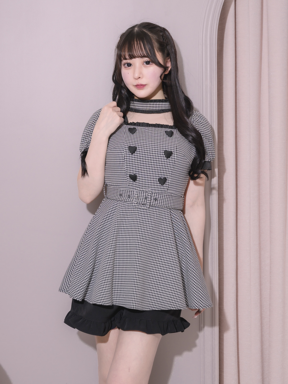 モデル身長：157cm/着用カラー:ギンガム
