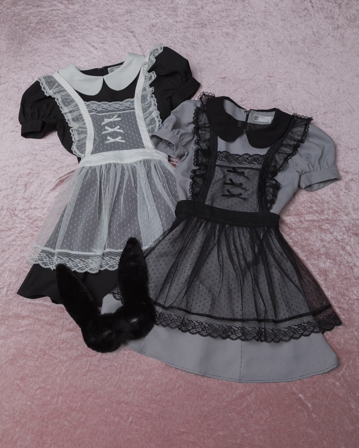 チュールエプロン付きドーリーミニワンピ