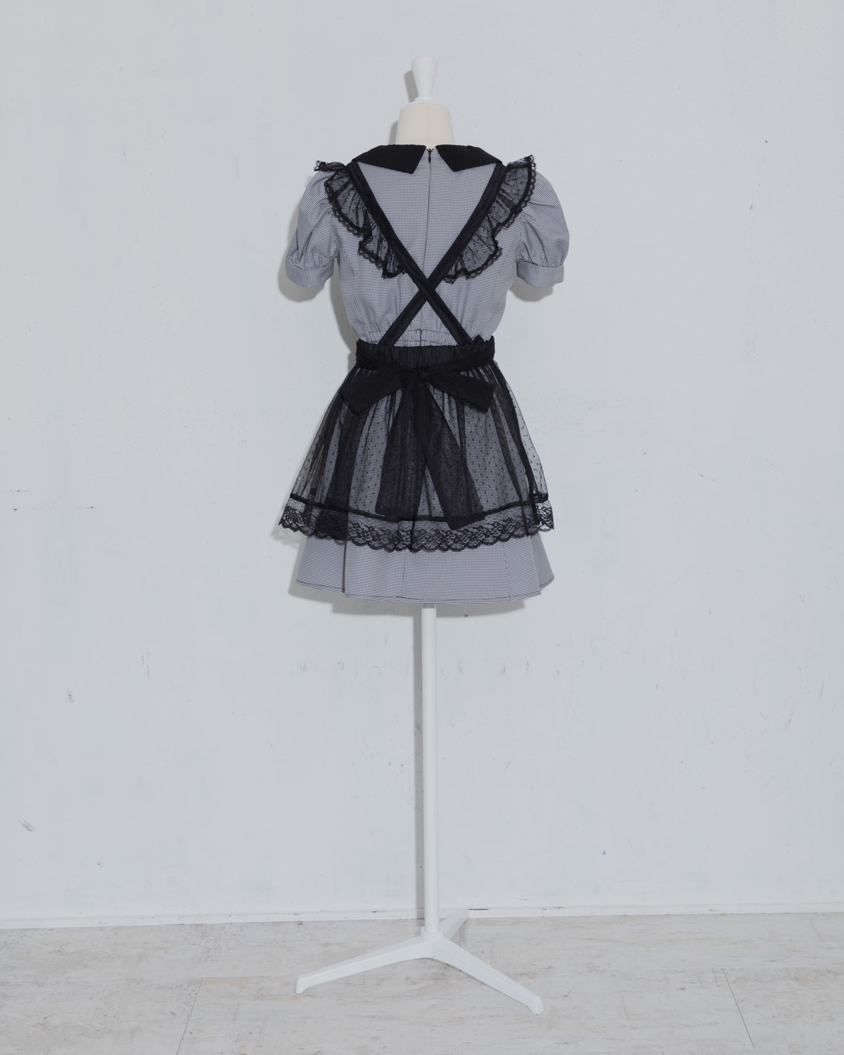 チュールエプロン付きドーリーミニワンピ