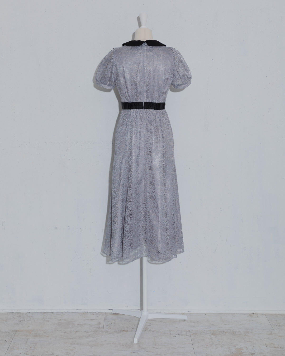 ラウンドフリル総レースロングワンピ